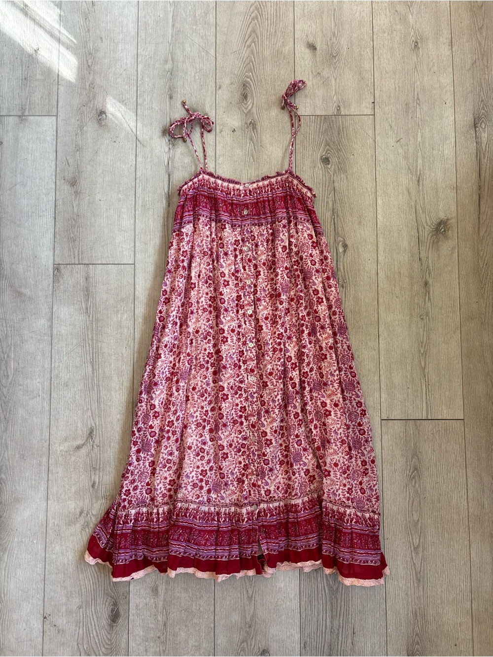 M.A.B.E. by Anthropologie Pink Floral Midi Sundress Size S